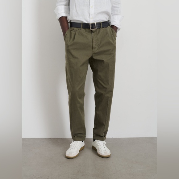 Alex Mill Standard Pleated Pant in Chino Olive Grey 34x26